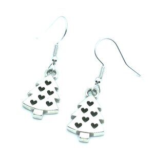 Brighton Christmas Hearts Ornaments Crystal Holidays Merry Silver Earrings NWOT